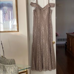 RM Richards off the shoulder lace gown